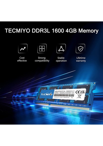 Tecmıyo 8gb Kit (2X4GB) PC3L-12800S Ddr3 1600MHZ Sodimm DDR3L-1600 PC3-12800 CL11 1.35V/1.5V 204PIN Non-Ecc Tamponsuz Dizüstü Bilgisayar Bellek Ram Modülü Yükseltmesi