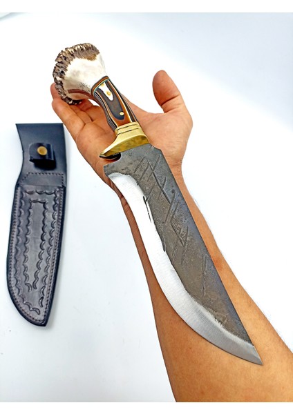 Dövme Makas Çeliğinden Geyik Boynuzu Kabzeli Bowie Bıçak , Outdoor Bıçak , Kamp Bıçağı fiyatları