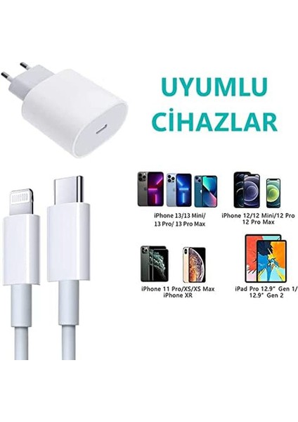 iPhone 20WATT 11 / 12 / 13 / Pro / Pro Max ile Uyumlu Type-C To Lighting Şarj Aleti ve Cihazı fiyatları
