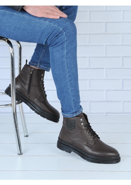 B-06 Kahve Termal Kürklü Erkek Kışlık Deri Bot fırsatları
