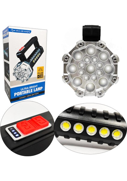 El Feneri Şarjlı 17LED+5COB LED Ranchı RC-3030