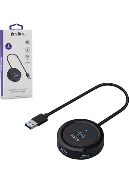 USB 3.0 Hub Çoklayıcı 4 Port S-Link SW-U300