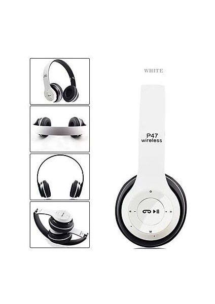 P47 5.0 Edr Kablosuz Kulak Üstü Bluetooth Kulaklık Mavi
