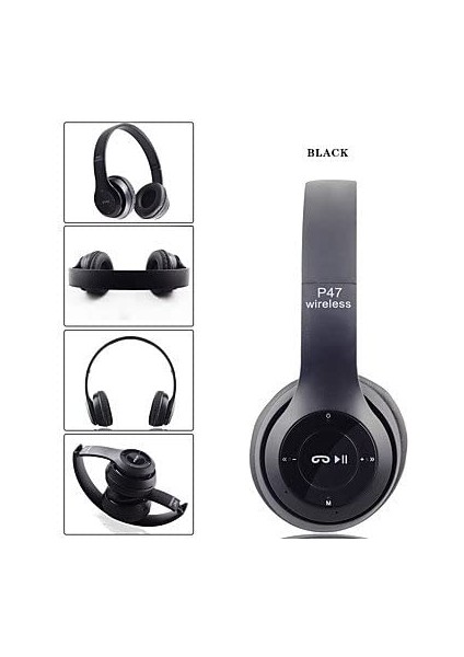 P47 5.0 Edr Kablosuz Kulak Üstü Bluetooth Kulaklık Mavi