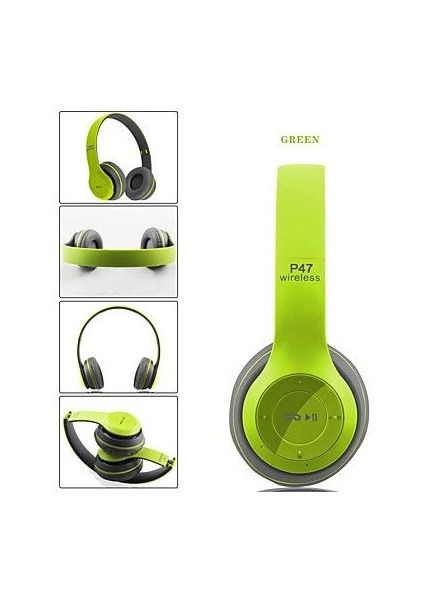 P47 5.0 Edr Kablosuz Kulak Üstü Bluetooth Kulaklık Mavi