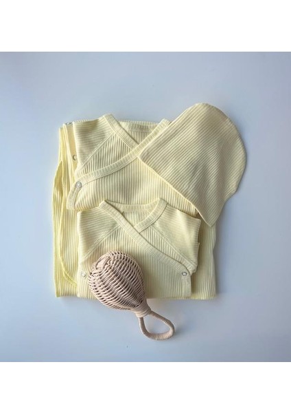 Sarı Fitilli Organik Modal 5'li Hastane Çıkışı Seti Newborn(0-3 Ay)