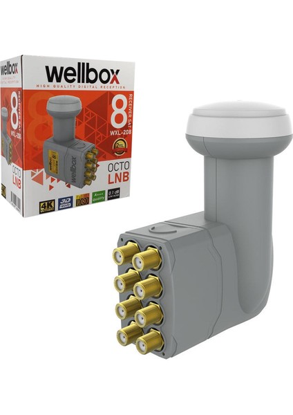 Lnb Sekizli (Octo) Gold 0.1db 3D 4K Wellbox WXL-208