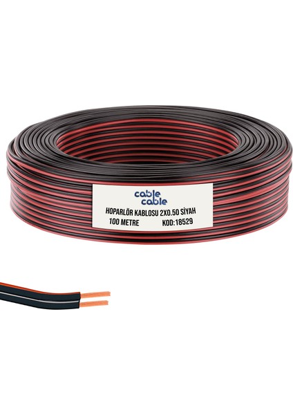 Hoparlör Kablosu Kordon 2x0.50 Siyah 100MT Cablecable