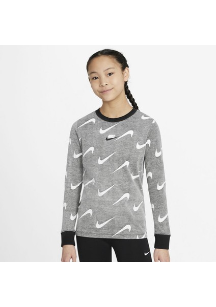Sportswear Swoosh Uzun Kollu Kız Çocuk Tişört DM3490-010