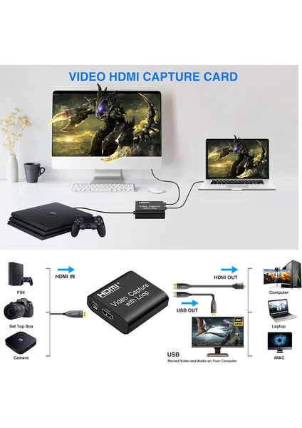 Hdmı 1080P 4K HDMI Video Capture Kart With Loop Out USB 2.0