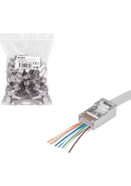 Ez RJ45 Ftp Soket Metal Cat6 (100 Adet) S-Link SL-COB24P