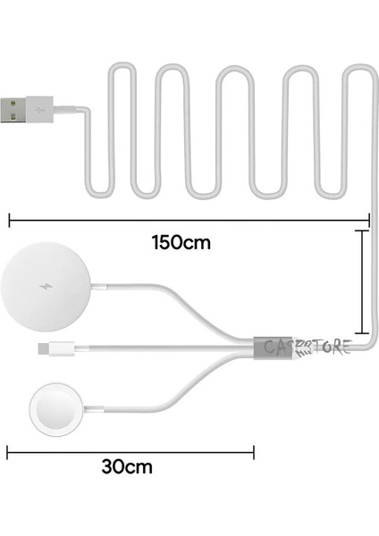 MTK Moveteck Apple Magsafe Kablosuz Wireless Şarj Aleti 3in1 Watch Şarj /lightning USB Apple iPhone Uyumlu 20WOLT Typce Giriş Hızlı Şarj Magsafe Aygıtı