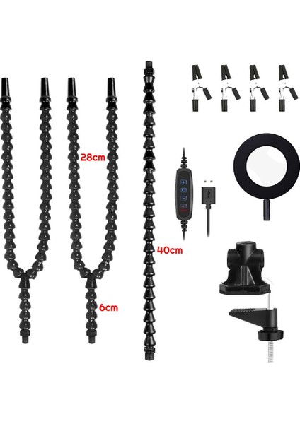 Led Işıklı 3x Büyüteç Lehim Havya Masa Sehpa Standı Yardımcı Esnek Tutucu Kol