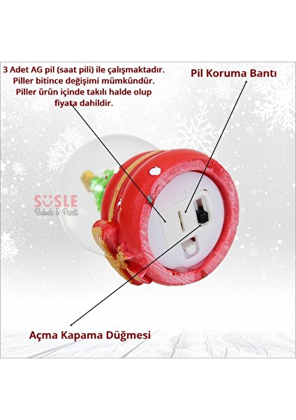 Süsle Bebek ve Parti Uçuşan Kar Taneli,7cm x 4,5cm LED Işıklı Kar Küresi - 1 Adet