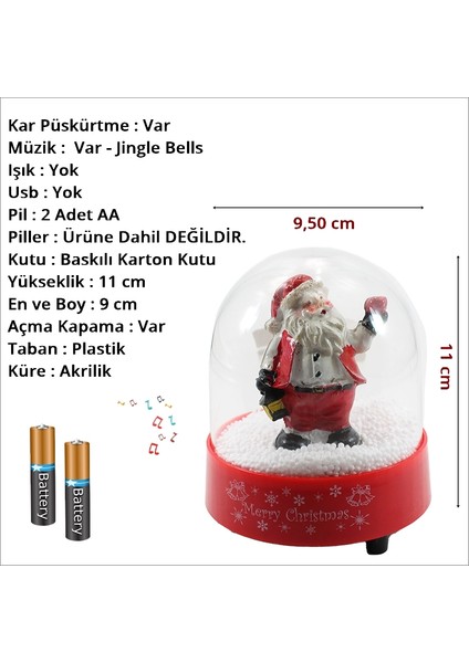 Süsle Bebek ve Parti Kar Püskürten, Müzikli ve Pilli Kar Küresi - 11CM x 9,5cm MB