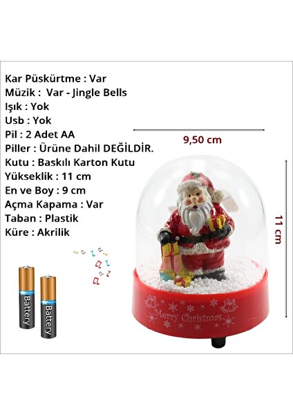 Süsle Bebek ve Parti Kar Püskürten, Müzikli ve Pilli Kar Küresi - 11CM x 9,5cm Mc