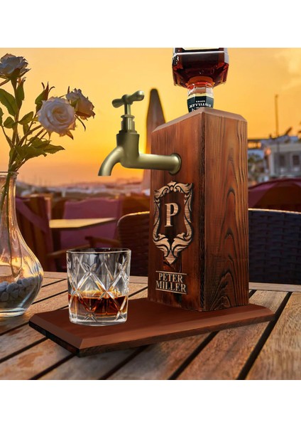 Gift Kişiye Özel Kabartma Isim Tasarımlı Musluklu Ahşap Içki Standı-2 fırsatları