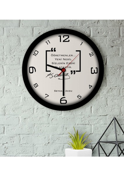 Kişiye Özel Atatürk Öğretmen Ahşap Duvar Saati-1