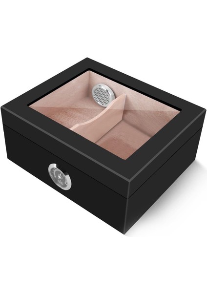 Siyah Camlı Humidor Puro Kutusu RC44