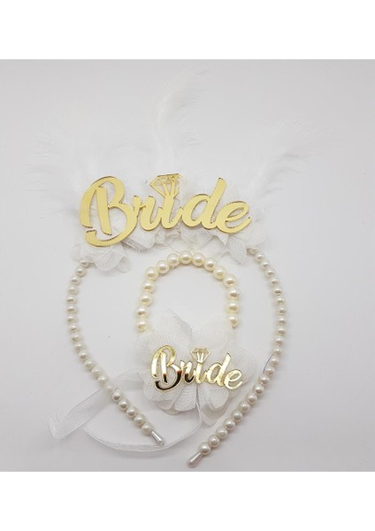 Incili Pleksi Bride Temalı Taç Bileklik Seti fırsatları