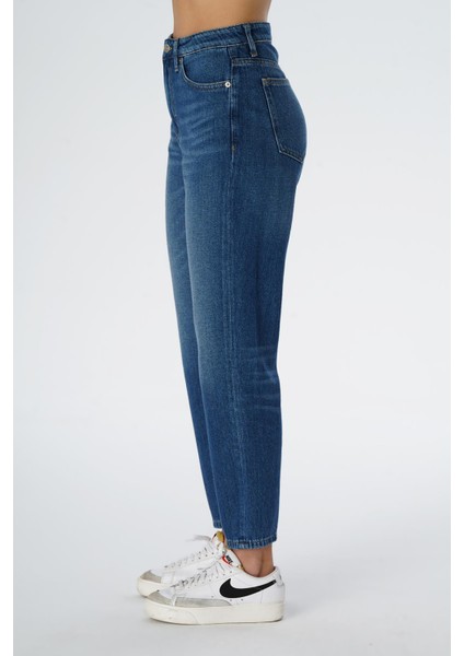 Elıza Cropped Orta Mavi Straight Fit Fermuarlı Jean Pantolon C 4518-078 modelleri
