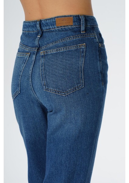 Elıza Cropped Orta Mavi Straight Fit Fermuarlı Jean Pantolon C 4518-078 indirimleri