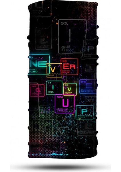 Never Give Up Neon Desenli Bandana Boyunluk Outdoor Balaklava
