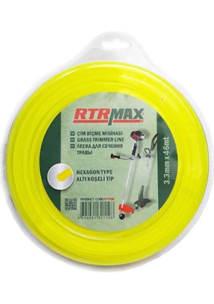 Rtrmax RTY433 Tırpan Misinası Sarı 3,3 mm*46 Mt