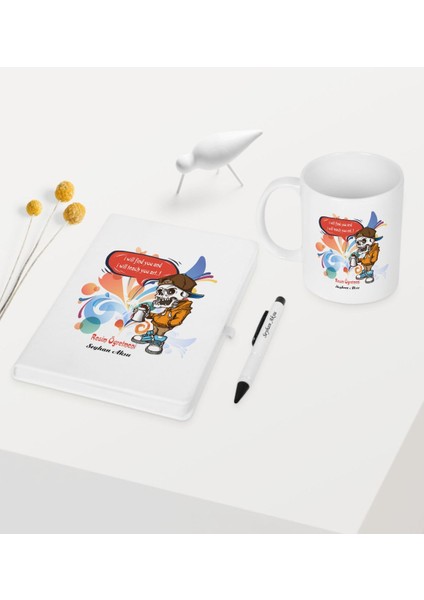 Kişiye Özel Resim Öğretmeni Temalı Beyaz Defter Kalem Kupa Seti - 1