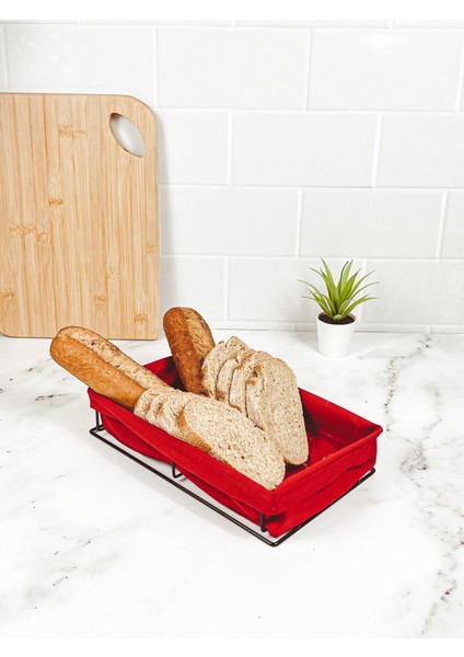Fh Finehome Siera Kırmızı Ekmek Sepeti Büyük