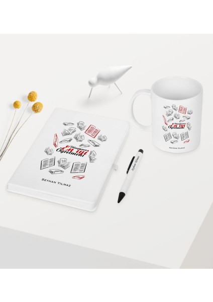 Kişiye Özel Dünyanın En Iyi Öğretmeni Temalı Beyaz Defter Kalem Kupa Seti - 7