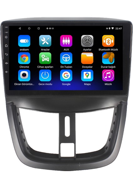 Peugeot 207 Android 12 Kablosuz Carplay Navigasyon Multimedya Ekran Teyp - MY-0609W-PEUGEOT 207