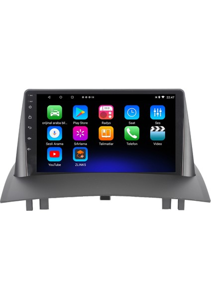 Renault Megane 2 Android 12 Kablosuz Carplay Navigasyon Multimedya Ekran Teyp - MY-0609W-RENAULT Megane 2