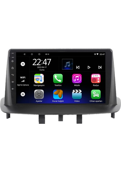 Renault Megane 3 Android 12 Kablosuz Carplay Navigasyon Multimedya Ekran Teyp - MY-0609W-