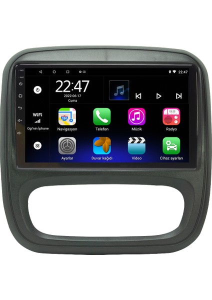 Renault Trafic Android 12 Kablosuz Carplay Navigasyon Multimedya Ekran Teyp - MY-0609W-RENAULT Trafic