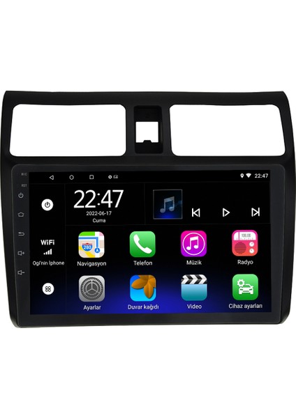 Suzuki Swift Android 12 Kablosuz Carplay Navigasyon Multimedya Ekran Teyp - MY-0609W-SUZUKİ Swift modelleri