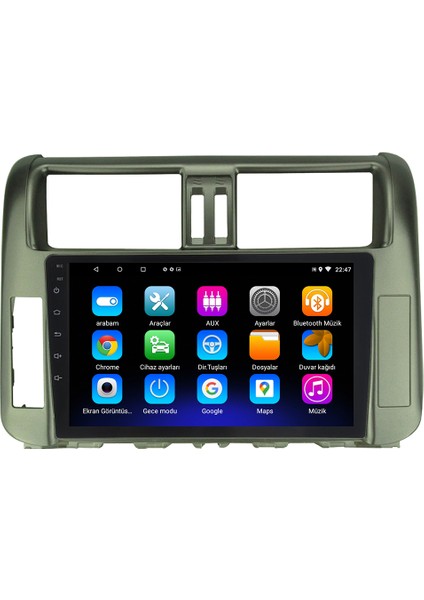 Toyota Land Cruiser Prado Android 12 Kablosuz Carplay Navigasyon Multimedya Ekran Teyp - MY-0609W-TOYOTA Land Cruiser Prado