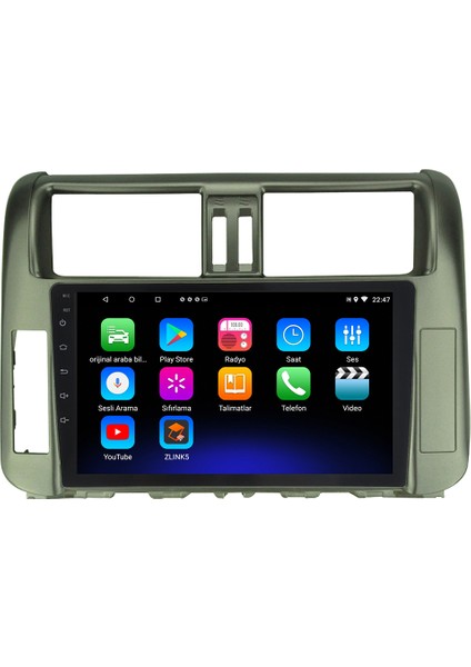 Toyota Land Cruiser Prado Android 12 Kablosuz Carplay Navigasyon Multimedya Ekran Teyp - MY-0609W-TOYOTA Land Cruiser Prado