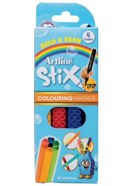 : Stix Colouring Marker Keçe Uçlu Boya Kalem Seti : 4 Renk