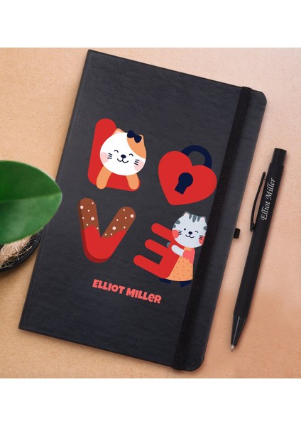 Gift Kişiye Özel Love Tasarımlı Siyah Defter ve Metal Versatil Kalem(0,7 Kurşun) Hediye Seti-1 fiyatları