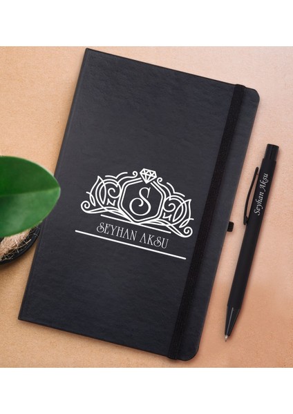 Gift Kişiye Özel Isimli Siyah Defter ve Metal Versatil Kalem(0,7 Kurşun) Hediye Seti-13