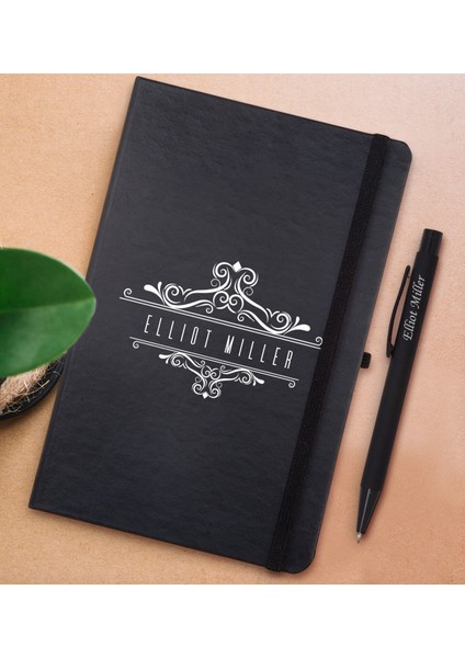 Gift Kişiye Özel Isimli Siyah Defter ve Metal Versatil Kalem(0,7 Kurşun) Hediye Seti-8