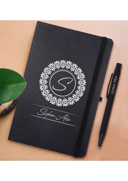 Gift Kişiye Özel Isimli Siyah Defter ve Metal Versatil Kalem(0,7 Kurşun) Hediye Seti-2
