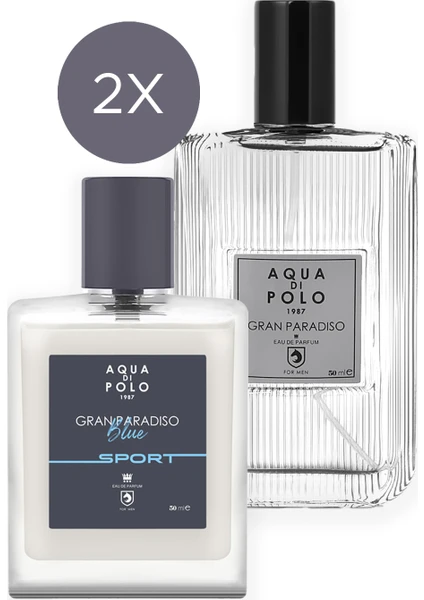 Aqua Di Polo 1987 Gran Paradiso Blue Sport 50 ml ve Gran Paradiso 50ML Edp 2'li Erkek Parfüm Seti