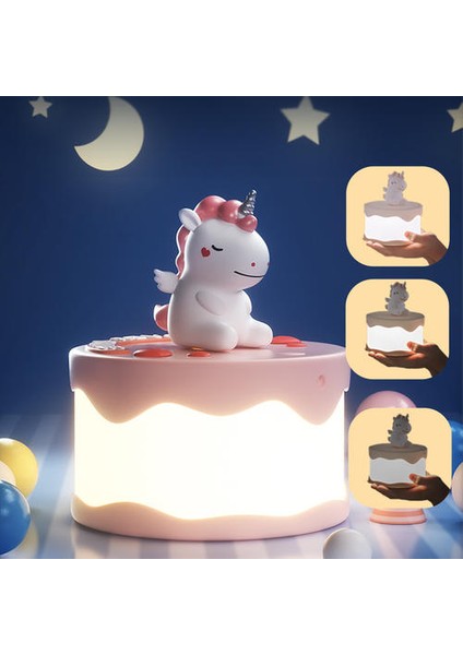 Sevimli Kek LED Gece Işık Gece Lambası Oyuncak Çocuk Için Bebek Çocuk Yatak Odası Başucu Dokunmatik Sensör Silikon Sıcak Beyaz Zaman Anahtarı LED Gece Işıkları (Yurt Dışından)