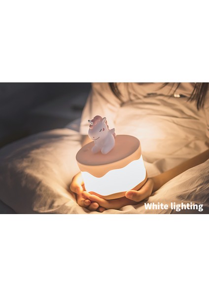 Sevimli Kek LED Gece Işık Gece Lambası Oyuncak Çocuk Için Bebek Çocuk Yatak Odası Başucu Dokunmatik Sensör Silikon Sıcak Beyaz Zaman Anahtarı LED Gece Işıkları (Yurt Dışından)