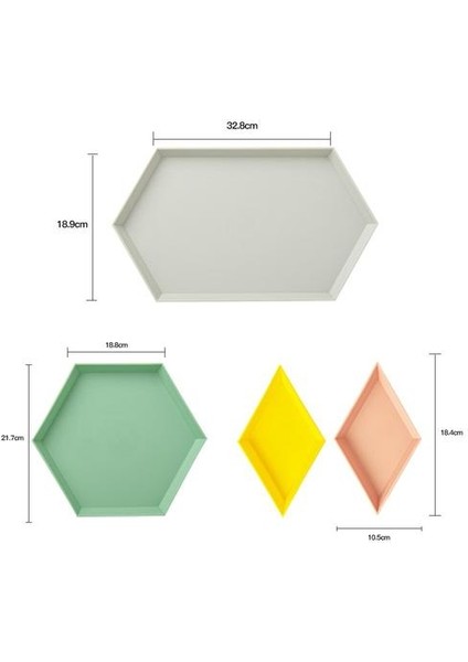 2 Takım Nordic Stil Depolama Tepsisi Çokgen Masaüstü Kombinasyon Tepsi Geometrik Meyve Snacks Bulaşık Plakası Öğleden Sonra Çay Sofra Plakası (Yurt Dışından)