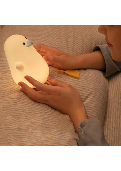 USB Şarj Edilebilir Başucu Gece Işık Ördek Silikon Çocuk Gece Lanp Dokunmatik Sensör 2 Yatak Odası Başucu Lambası Çocuklar Için Bebek LED Gece Işıkları (Yurt Dışından)
