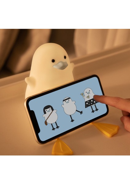 USB Şarj Edilebilir Başucu Gece Işık Ördek Silikon Çocuk Gece Lanp Dokunmatik Sensör 2 Yatak Odası Başucu Lambası Çocuklar Için Bebek LED Gece Işıkları (Yurt Dışından)