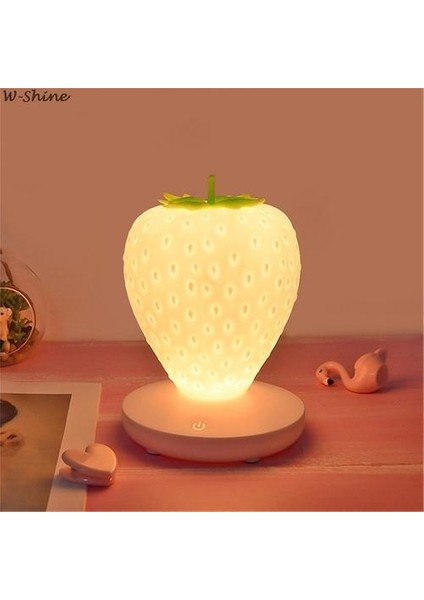 Dokunmatik Dim LED Gece Işık Silikon Çilek Nightlight Bebek Çocuk Çocuklar Için USB Başucu Lambası Yatak Odası Dekorasyon LED Gece Işıkları Beyaz (Yurt Dışından) fiyatları